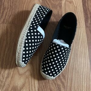 Kate Spade ‘ Ellis’ Breezy Dot Espadrilles Blk & Cream NIB~8